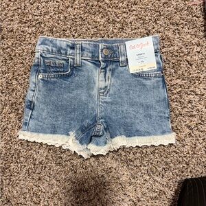 Cat & Jack Light Blue Jean Shorts with Lace Trim